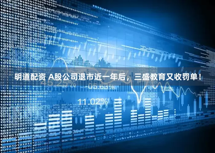 明道配资 A股公司退市近一年后，三盛教育又收罚单！